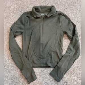 Abercrombie & Fitch Olive Green Zip-Up Top